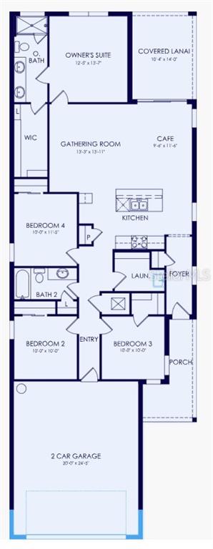 This is a floor plan for a single-story home with four bedrooms and a garage — 813 BALLEBY TRAIL, BRADENTON, FL