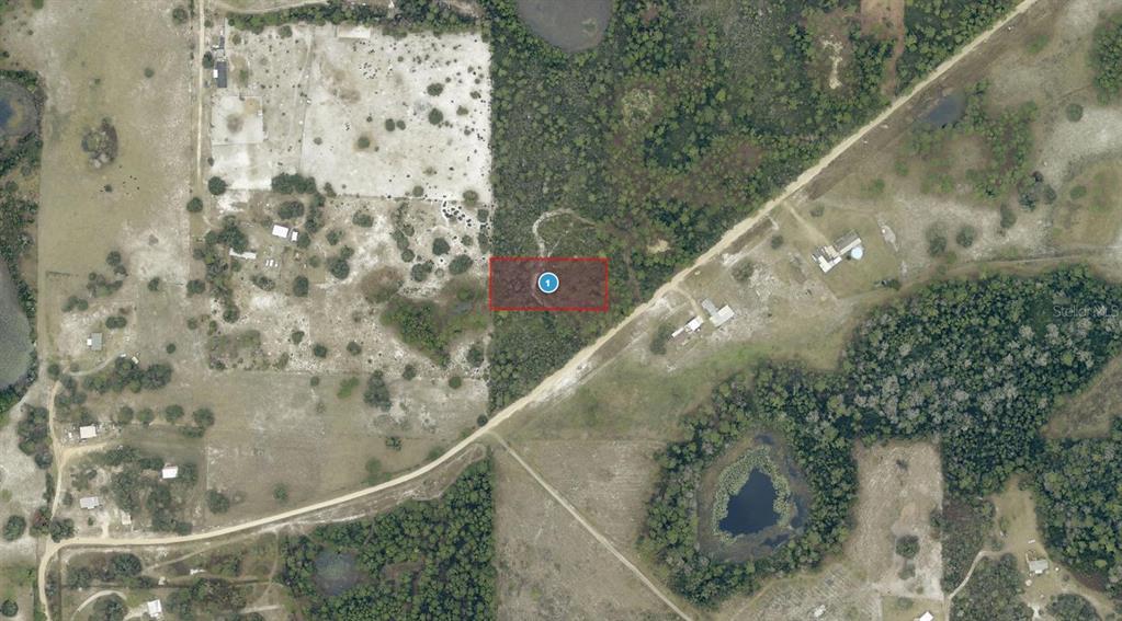An aerial map view shows a rectangular property highlighted in red within a rural landscape — 28-17-28-0004-000-03100 BUCK RUN DRIVE, PAISLEY, FL