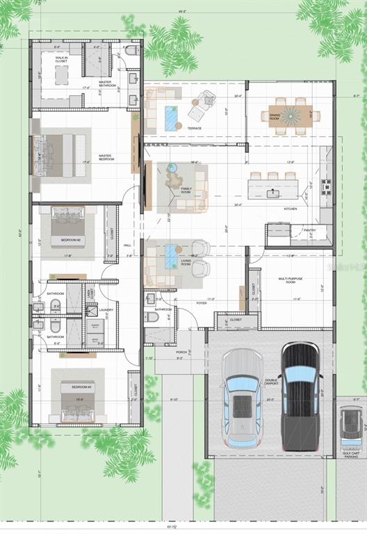 This floor plan shows a single-story house layout with three bedrooms, a garage, and a terrace — ACADEMY DRIVE, HUMACAO, PR