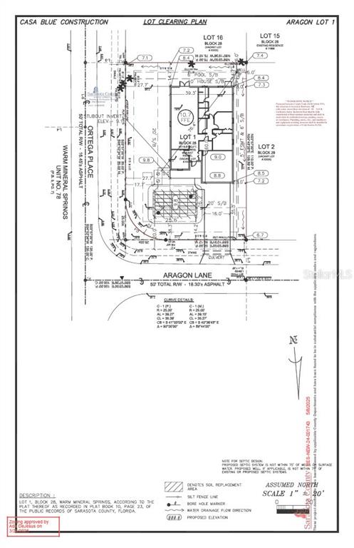 This is a lot clearing plan for a residential property showing the proposed building footprint — 11977 ARAGON LANE, NORTH PORT, FL