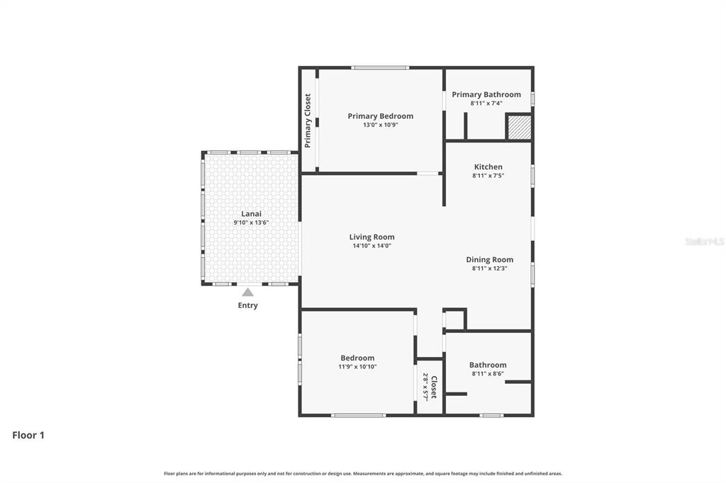 This is a floor plan for a single-story residential unit with two bedrooms and two bathrooms — 2100 KINGS HIGHWAY UNIT 406, PORT CHARLOTTE, FL