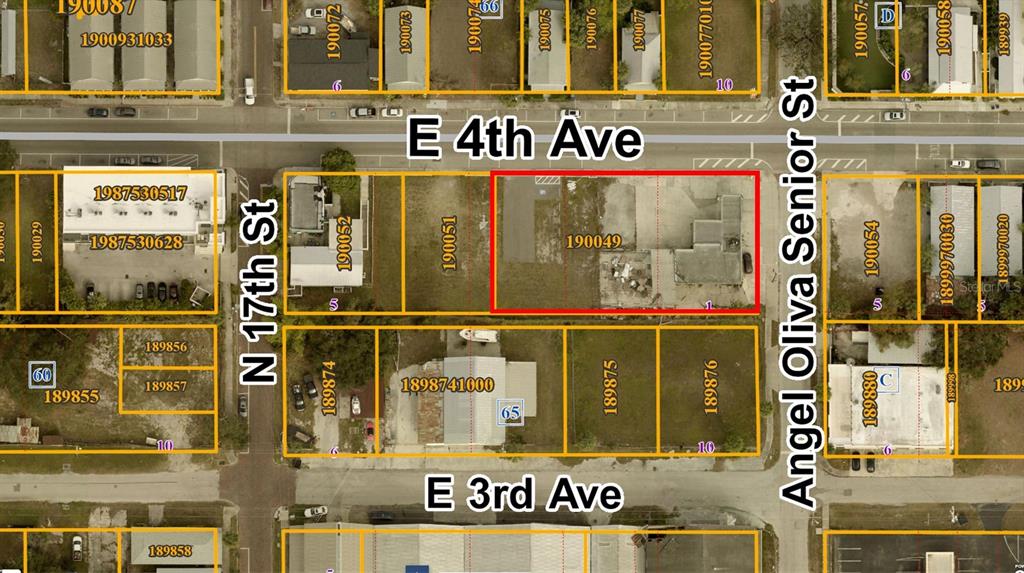 This is a map showing property parcel boundaries and street names in a residential area — 1715 E 4TH AVENUE, TAMPA, FL