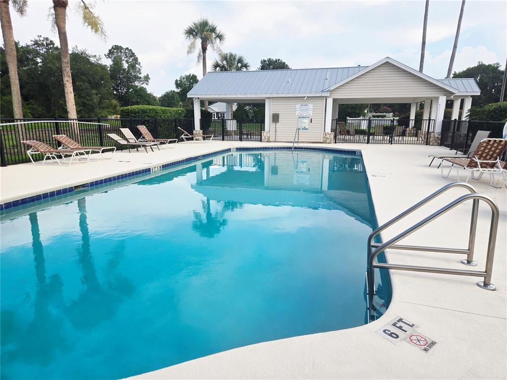 A rectangular swimming pool with a metal ladder and lounge chairs on the deck — 1611 NW 121ST WAY, GAINESVILLE, FL