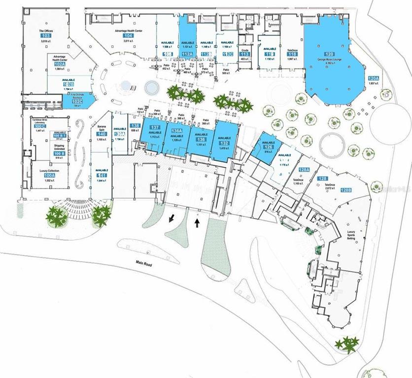 This is a floor plan showing the layout of a commercial shopping center with multiple units — 15 LUIS MUÑOZ RIVERA AVENUE, SAN JUAN, PR