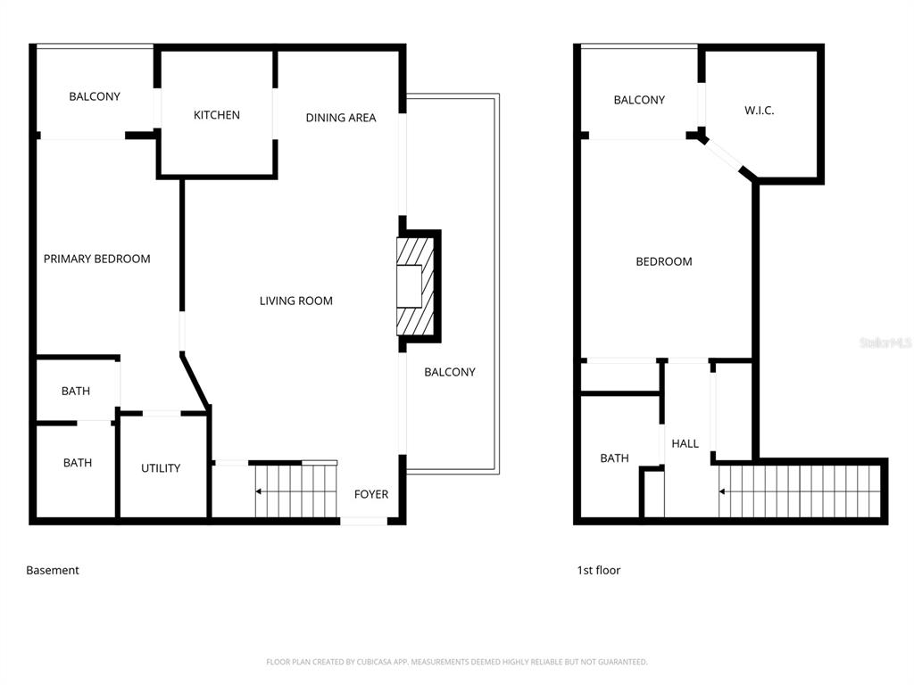 This image is a two-level floor plan showing a basement and a first floor — 3037 WILLOW GREEN DRIVE UNIT 12, SARASOTA, FL