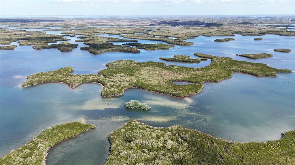 An aerial view of a coastal landscape featuring scattered mangrove islands surrounded by shallow water — 15410 W ST MARTINS ROAD, CRYSTAL RIVER, FL