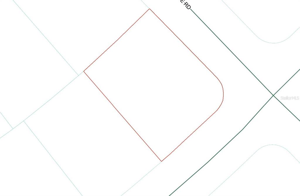This image is a property map showing a lot outline highlighted in red — TBD SW 149TH LANE ROAD, OCALA, FL
