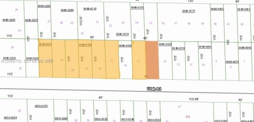 This image is a tax map showing property lot lines and parcel numbers along Utah Street — 136 Utah ST, Palatka FL 32640, PALATKA, FL