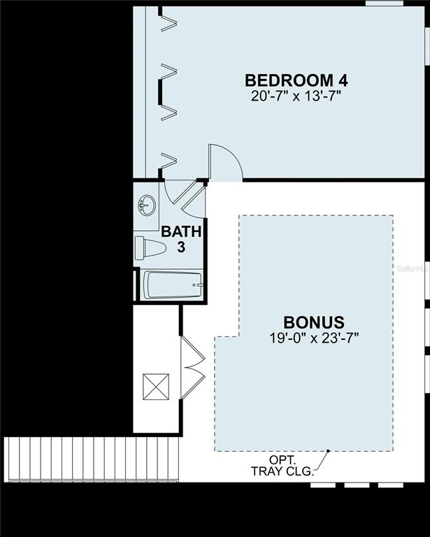 This floor plan shows a bedroom, a bathroom, and a bonus room with an optional tray ceiling — 38310 TOBIANO LOOP, DADE CITY, FL