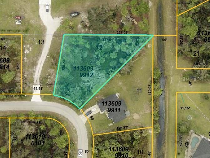 This is a map showing a highlighted vacant lot in a residential neighborhood — WALLER ROAD, NORTH PORT, FL