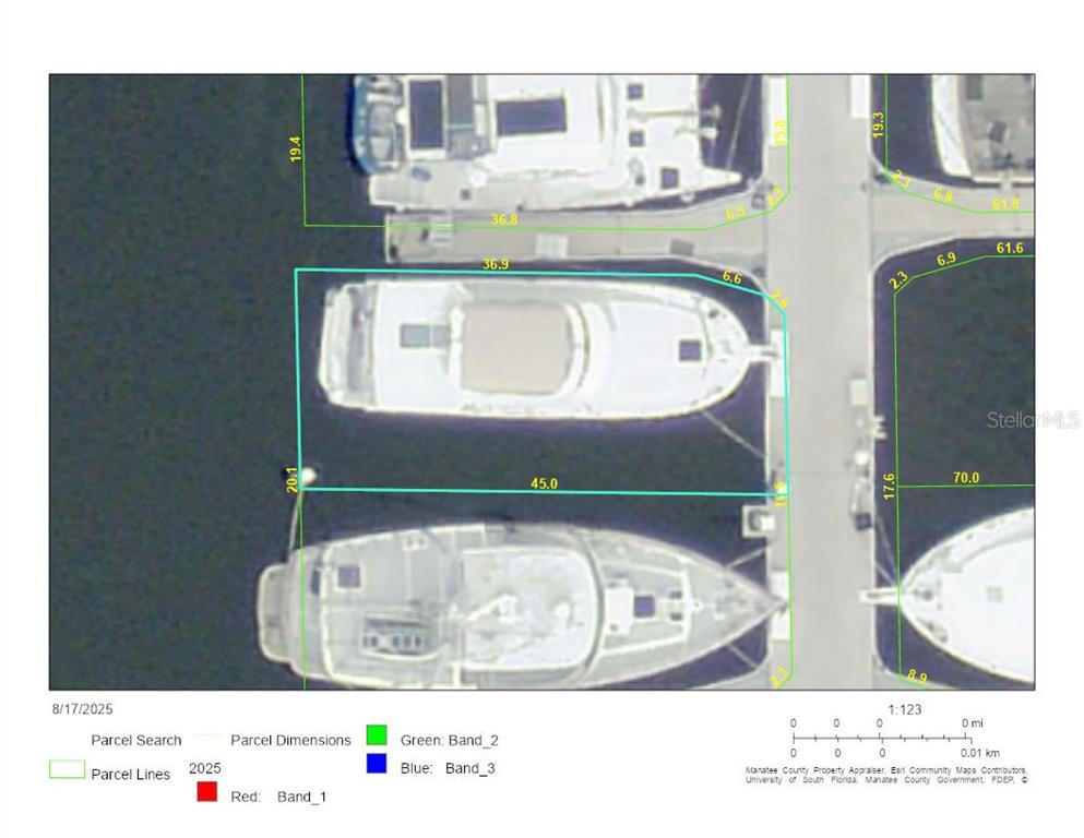 This is a map showing the dimensions of boat slips at a marina — 102 RIVIERA DUNES WAY UNIT S-39, PALMETTO, FL