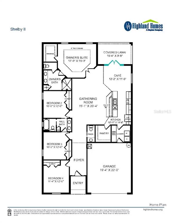This is a floor plan for a four-bedroom home with a garage and covered lanai — 833 MARION OAKS LANE, OCALA, FL