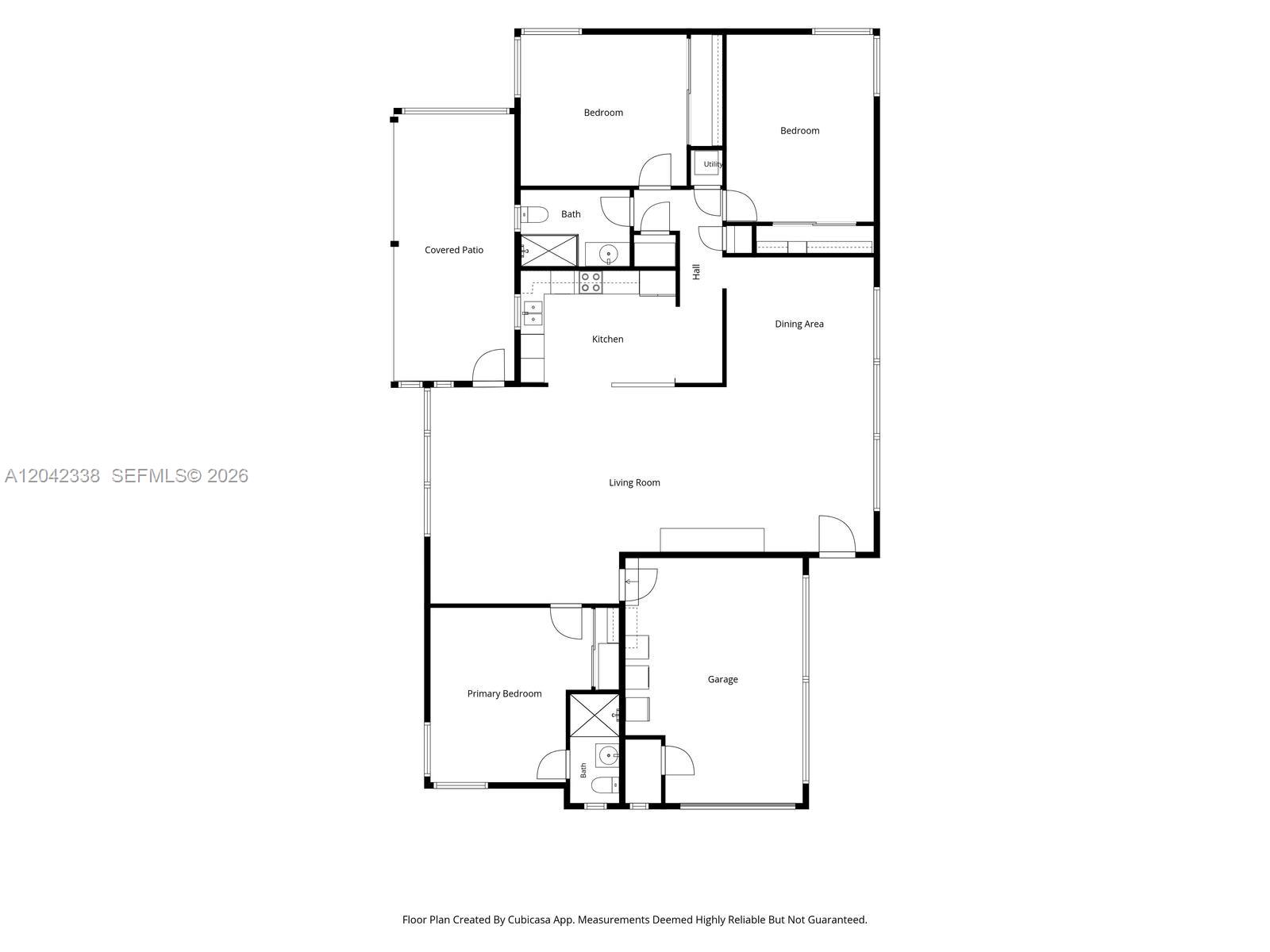 This is a floor plan of a single-story house with a garage and covered patio — 1000 NE 85th St, Miami FL 33138, MIAMI, FL