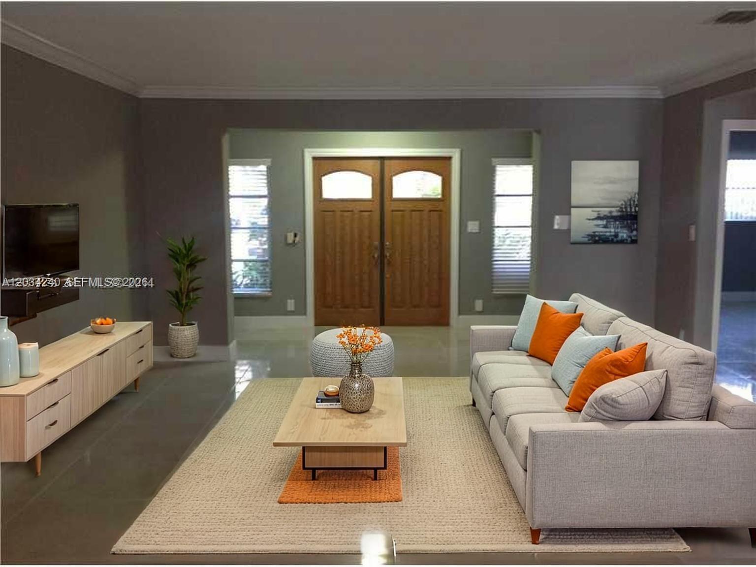 A dining room features a wooden table, six chairs, a rug, and vertical window blinds — 1324 Washington St, Hollywood FL 33019, HOLLYWOOD, FL