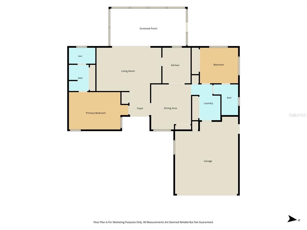 This is a floor plan of a single-story house with a garage and screened porch — 2507 BLUEGRASS STREET, INVERNESS, FL