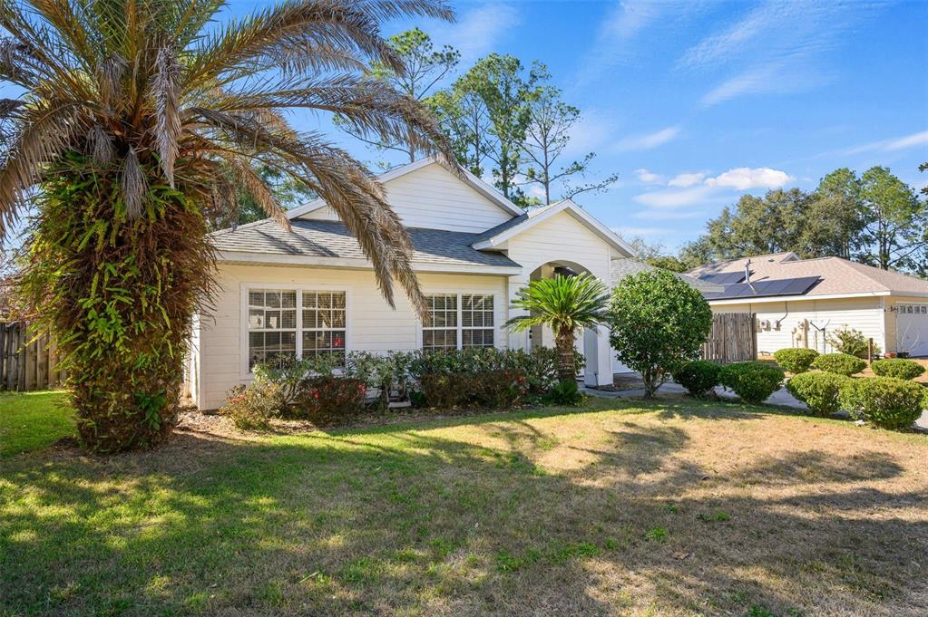 A white single-story house with a palm tree in the front yard — 4360 NW 36TH TERRACE, GAINESVILLE, FL
