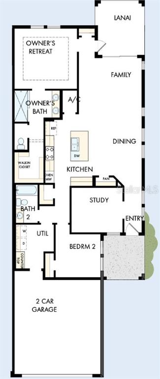 This is a floor plan for a single-story home with a two-car garage — 2849 MARRAKESH LANE, SARASOTA, FL