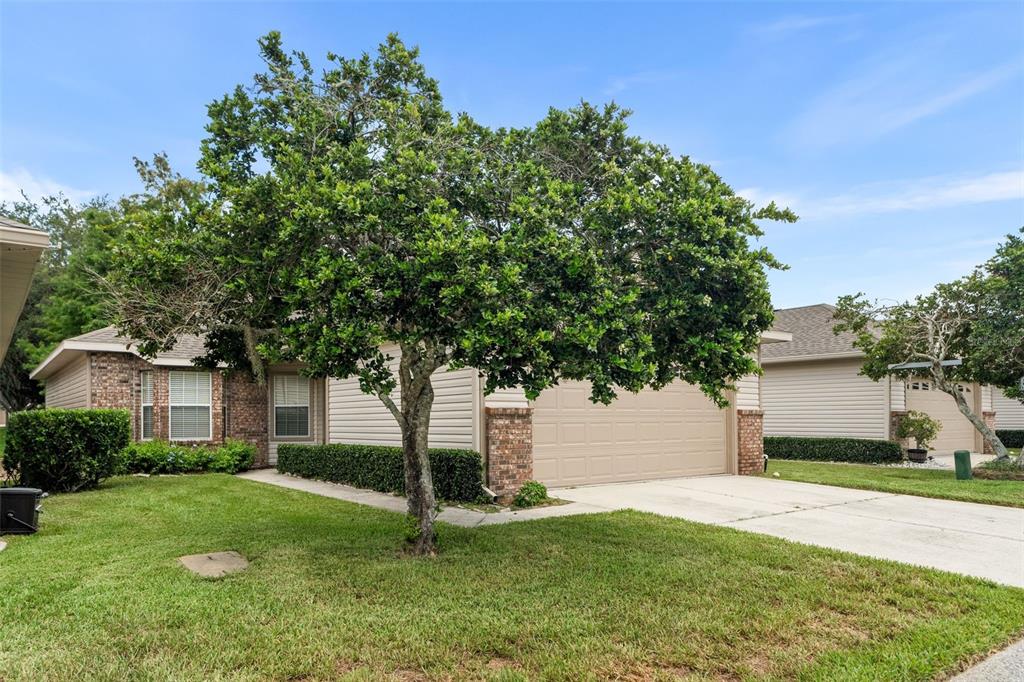 A single-story suburban house with a tan garage, brick accents, and a large front tree — 4912 NW 79TH ROAD, GAINESVILLE, FL