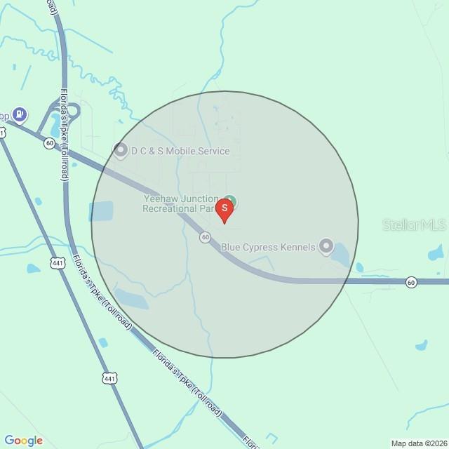 This is a map showing the location of a property near Yeehaw Junction, Florida — ELM DRIVE, OKEECHOBEE, FL
