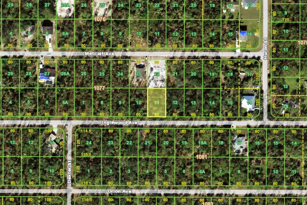 This is a map showing property lot lines and street names in a residential area — 17424 INGLEWOOD AVENUE, PORT CHARLOTTE, FL
