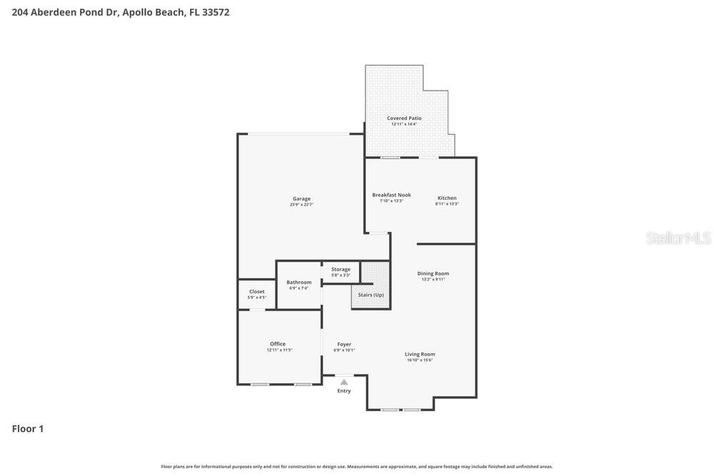 This is a floor plan for the first level of a residential home — 204 ABERDEEN POND DRIVE, APOLLO BEACH, FL