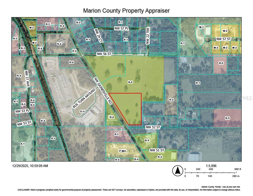 This is a zoning map of a property in Marion County, Florida — NW GAINESVILLE ROAD, OCALA, FL