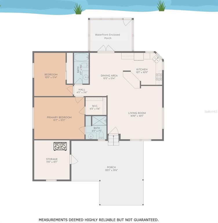 This is a floor plan of a house featuring two bedrooms, two bathrooms, and a porch — 81 STRAPHMORE DRIVE, HAINES CITY, FL