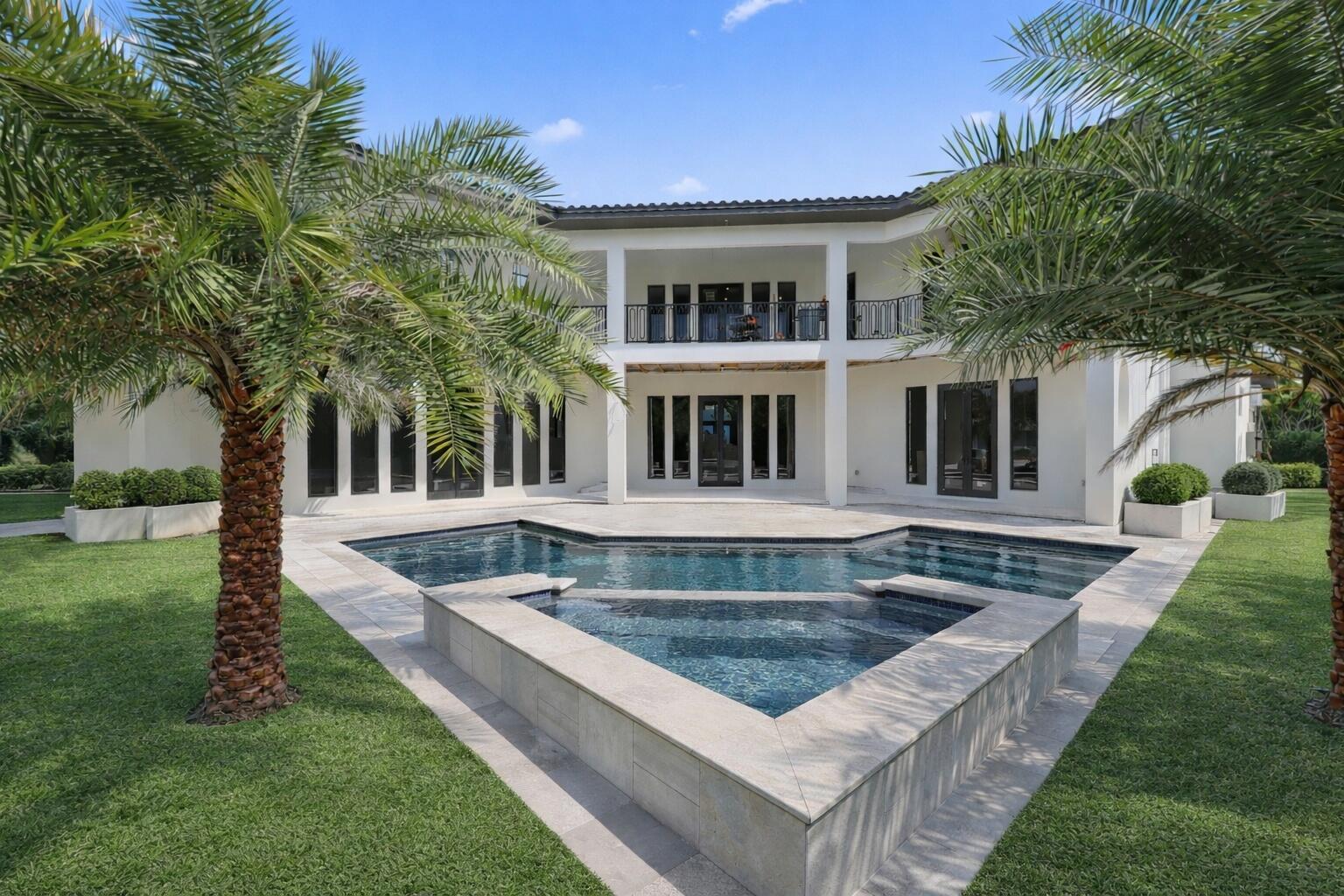 A two-story white house with a pool, spa, and palm trees in the backyard — 298 NE 8th Street, Boca Raton FL 33432, BOCA RATON, FL