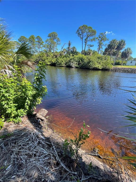 A view of a dark-water canal bordered by lush green vegetation and palm trees — 1221 UNDERHILL CIRCLE, PORT CHARLOTTE, FL