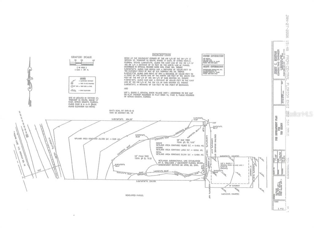 This is a site development plan map for a parcel of land in Citrus County, Florida — 1975 SE US HWY 19, CRYSTAL RIVER, FL