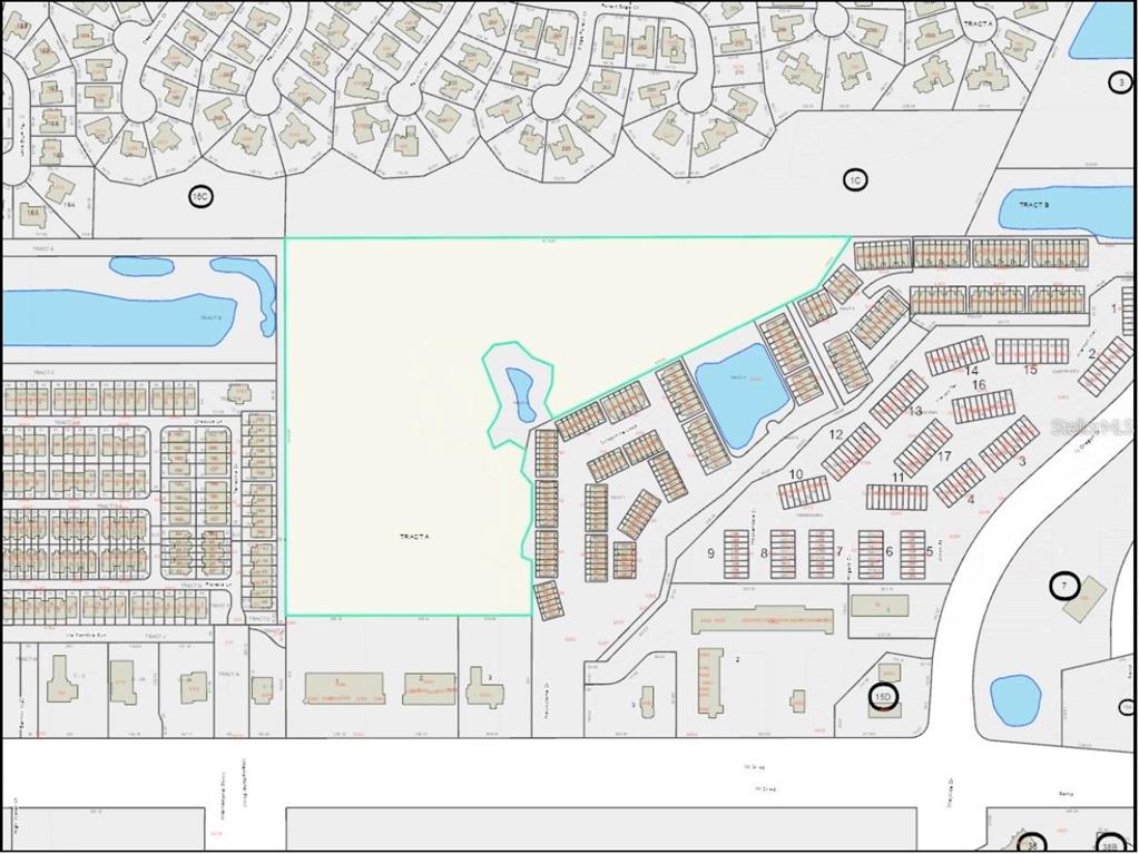 This is a land survey map showing a large, undeveloped parcel highlighted in green — DUNWOODY, SANFORD, FL