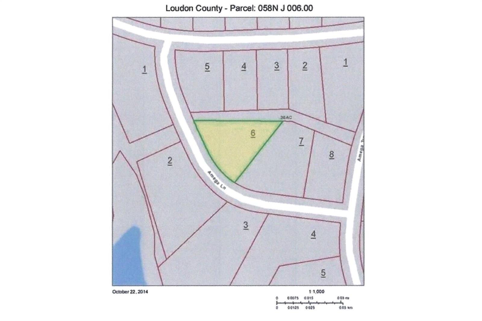 This is a tax map showing parcel 058N J 006.00 highlighted in green — 103 Amega Lane, TN 37774, TN