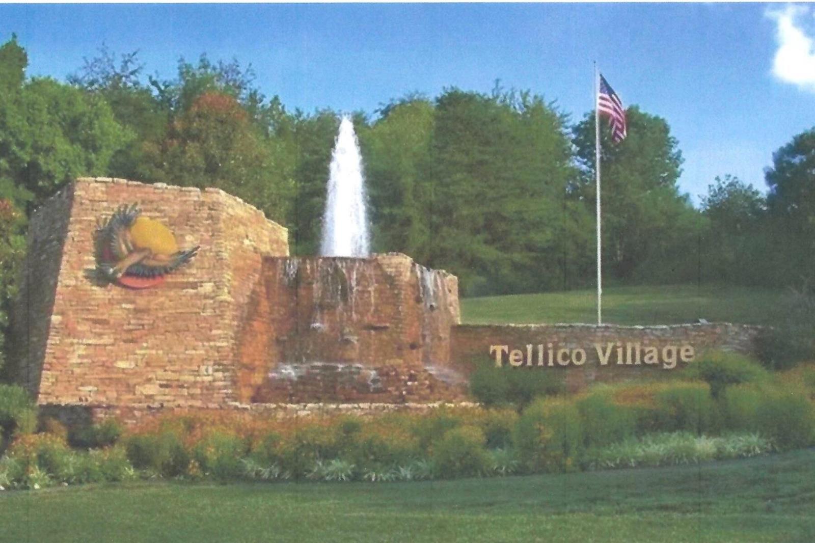 A stone monument with a fountain and eagle emblem marks the entrance to Tellico Village — 103 Amega Lane, TN 37774, TN