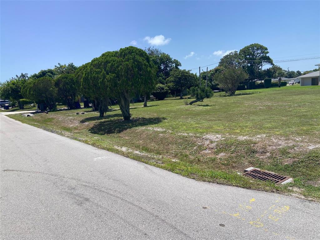 A grassy, tree-lined vacant lot sits beside a paved road with a storm drain — 2203 AVIENDA AVENUE, FORT PIERCE, FL
