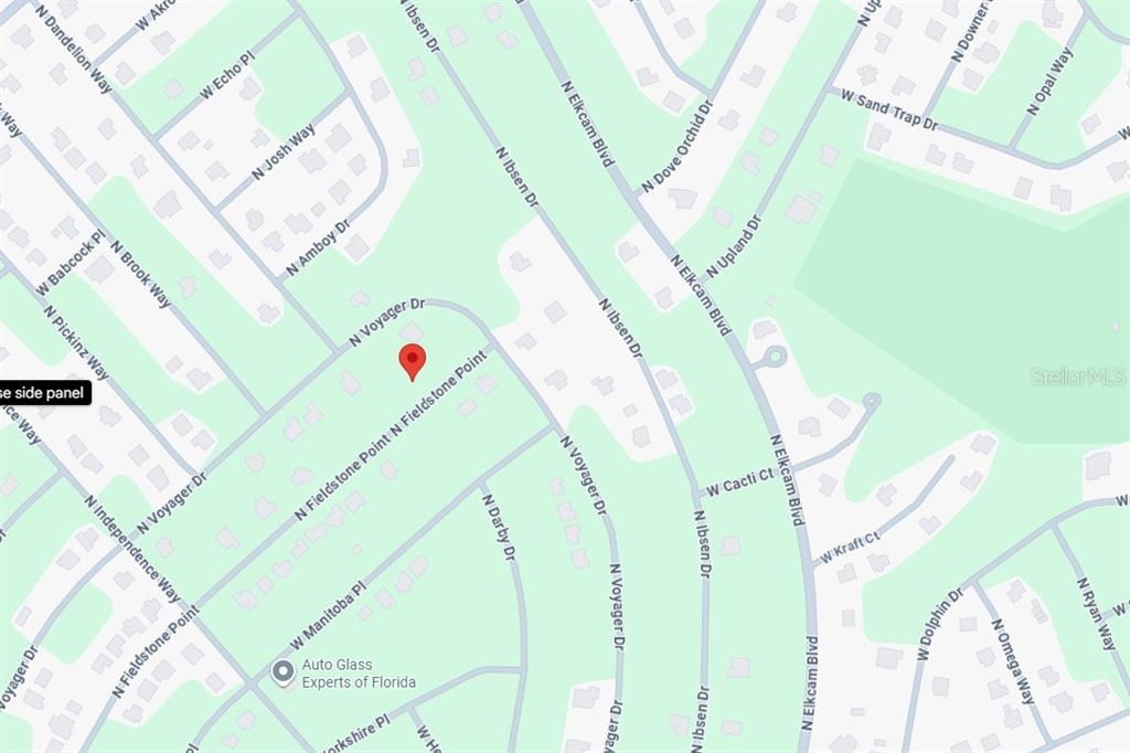 This is a map showing residential streets and a red location marker — 8080 N FIELDSTONE DRIVE, CITRUS SPRINGS, FL