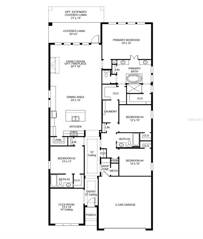 This is a floor plan for a single-story home featuring four bedrooms and a garage — 301 HOLLY BANK AVENUE, NOKOMIS, FL