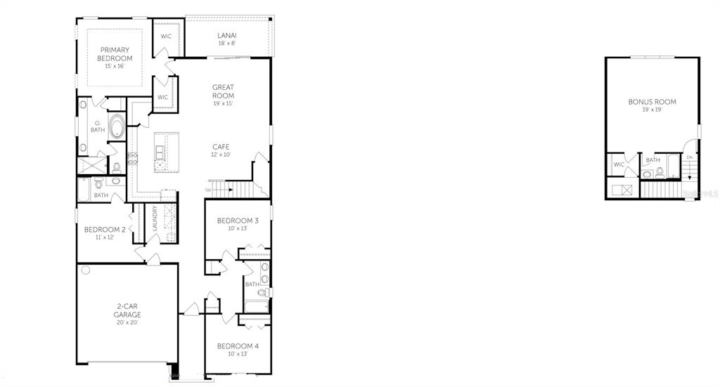 This floor plan shows a house layout with four bedrooms, a bonus room, and a garage — 335 SILVER HERON WAY, ST AUGUSTINE, FL
