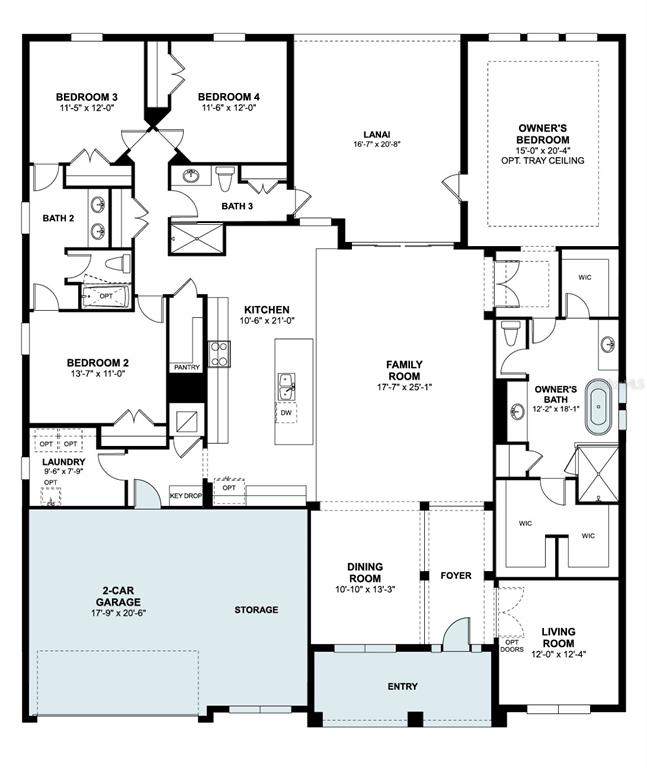 An unfinished room features drywall, a textured ceiling, and three windows overlooking a neighborhood — 3193 WOLF LAKE AVENUE, APOPKA, FL