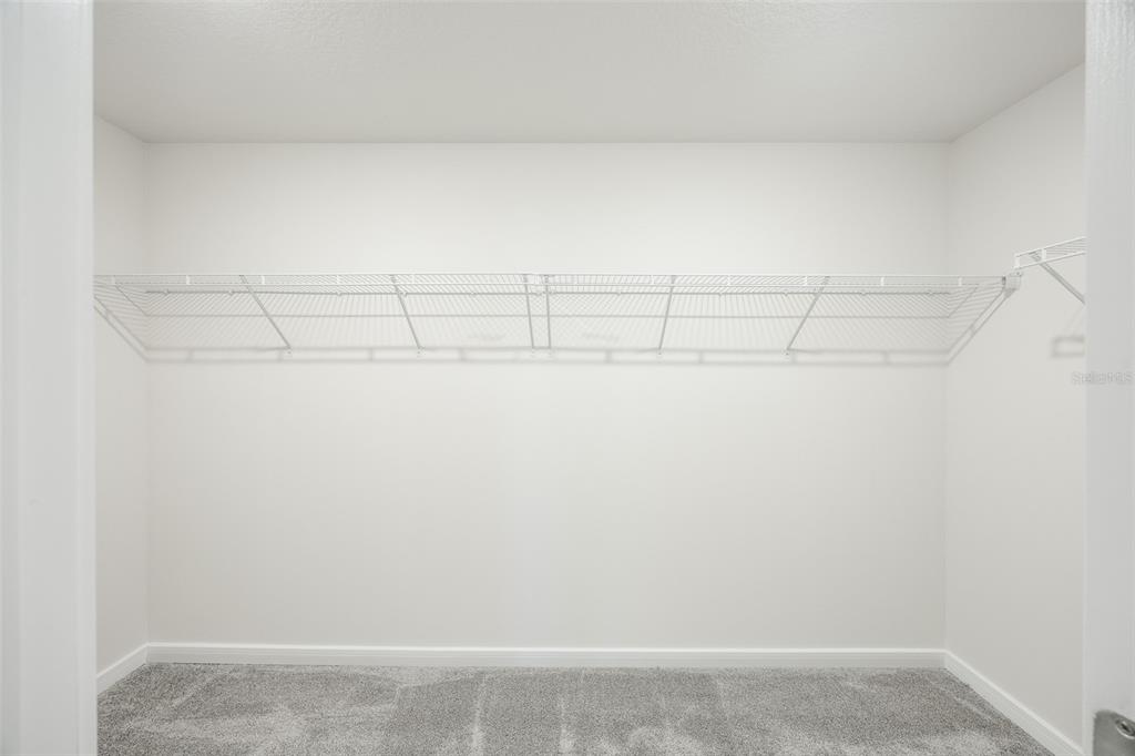 A walk-in closet with white walls, gray carpet, and a wire shelving unit — 6090 WINDY LEAF ALLEY, ST CLOUD, FL