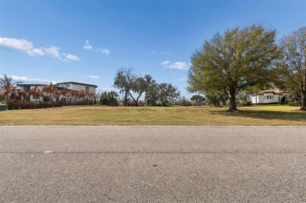 A vacant, grassy residential lot sits behind an asphalt road under a clear blue sky — 10718 OSPREY LANDING WAY, THONOTOSASSA, FL