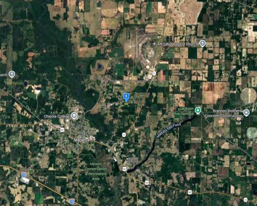 This is a satellite map showing the location of a property near Marianna, Florida — 4111 CHRISTIANA LANE, MARIANNA, FL