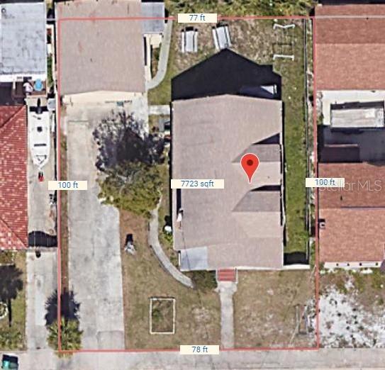 This is an aerial map view of a residential property lot with a house — 415 VERMONT AVENUE, DAYTONA BEACH, FL
