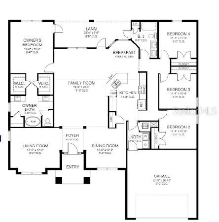 This is a floor plan for a single-story house with four bedrooms and a garage — 6330 LAPIDUS RD., NORTH PORT, FL