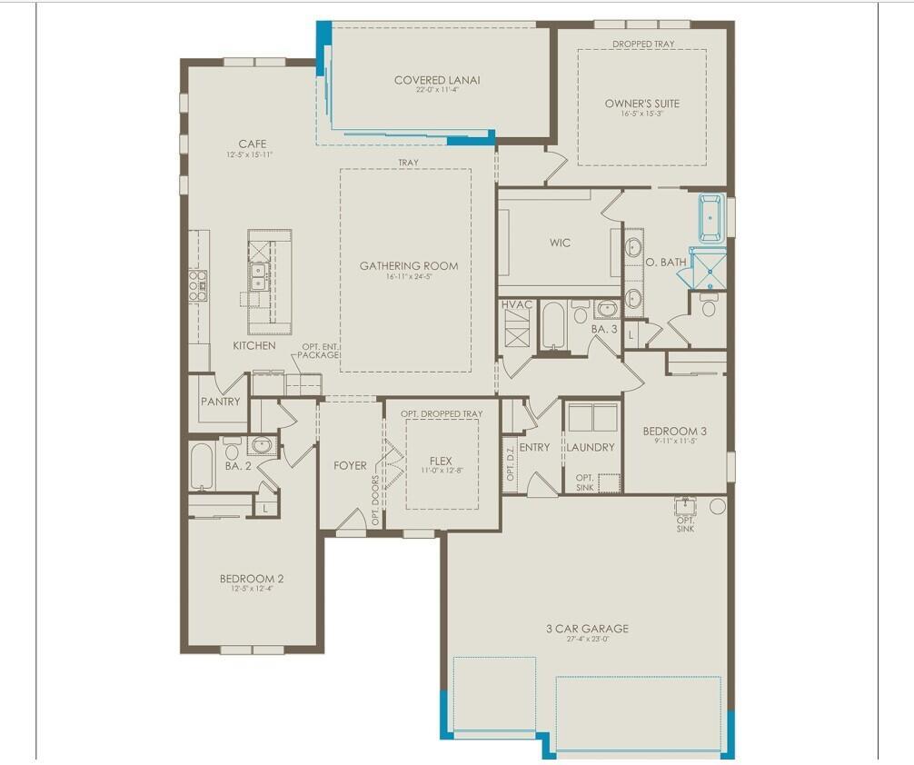This is a floor plan for a single-story house with three bedrooms and a garage — 8225 Nilsa Place # 39, Davie FL 33328, DAVIE, FL