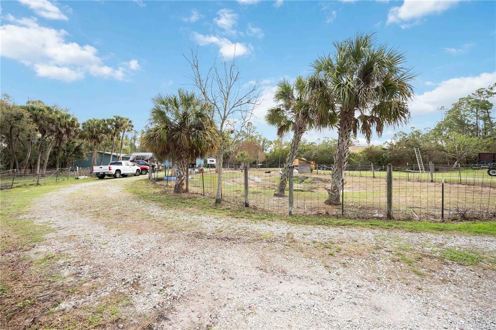A blue house with a white garage door, a screened-in porch, and a concrete driveway — 6649 PIMLICO STREET, NORTH PORT, FL