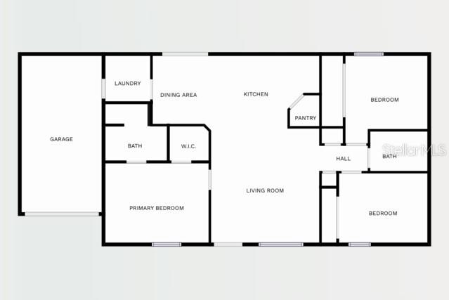 This is a floor plan showing a house with a garage, three bedrooms, and two bathrooms — 914 NW 52 AVENUE, OCALA, FL