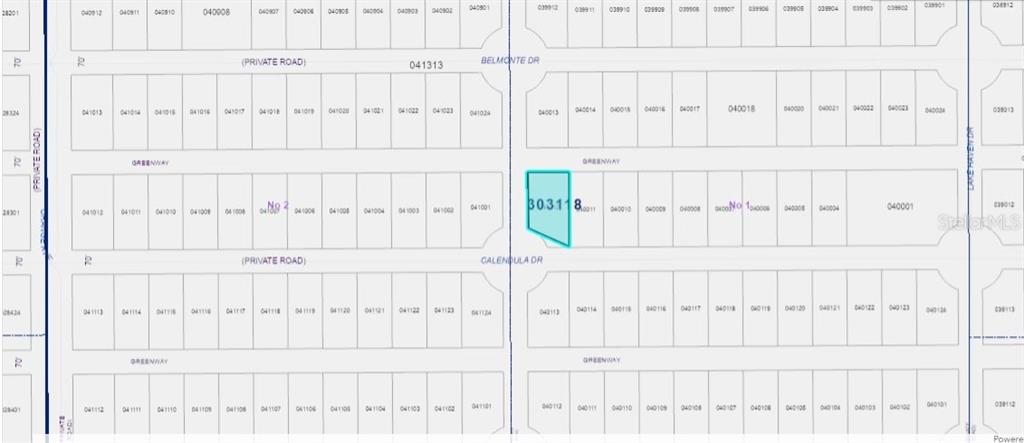 This is a plat map showing a highlighted parcel of land within a residential subdivision — 624 CALENDULA DRIVE, INDIAN LAKE ESTATES, FL
