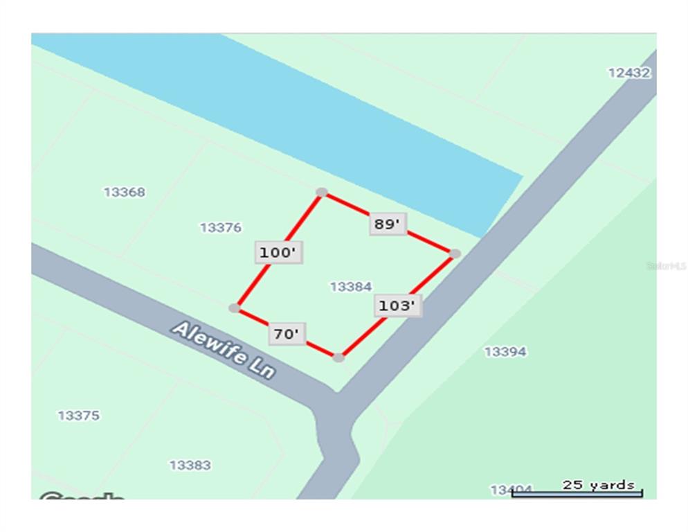This is a map showing the property boundaries and dimensions of a land parcel — 13384 ALEWIFE LANE, PLACIDA, FL