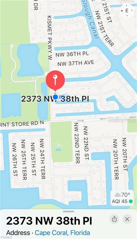 This is a map showing the location of a property in Cape Coral, Florida — 2373 NW 38TH PLACE, CAPE CORAL, FL