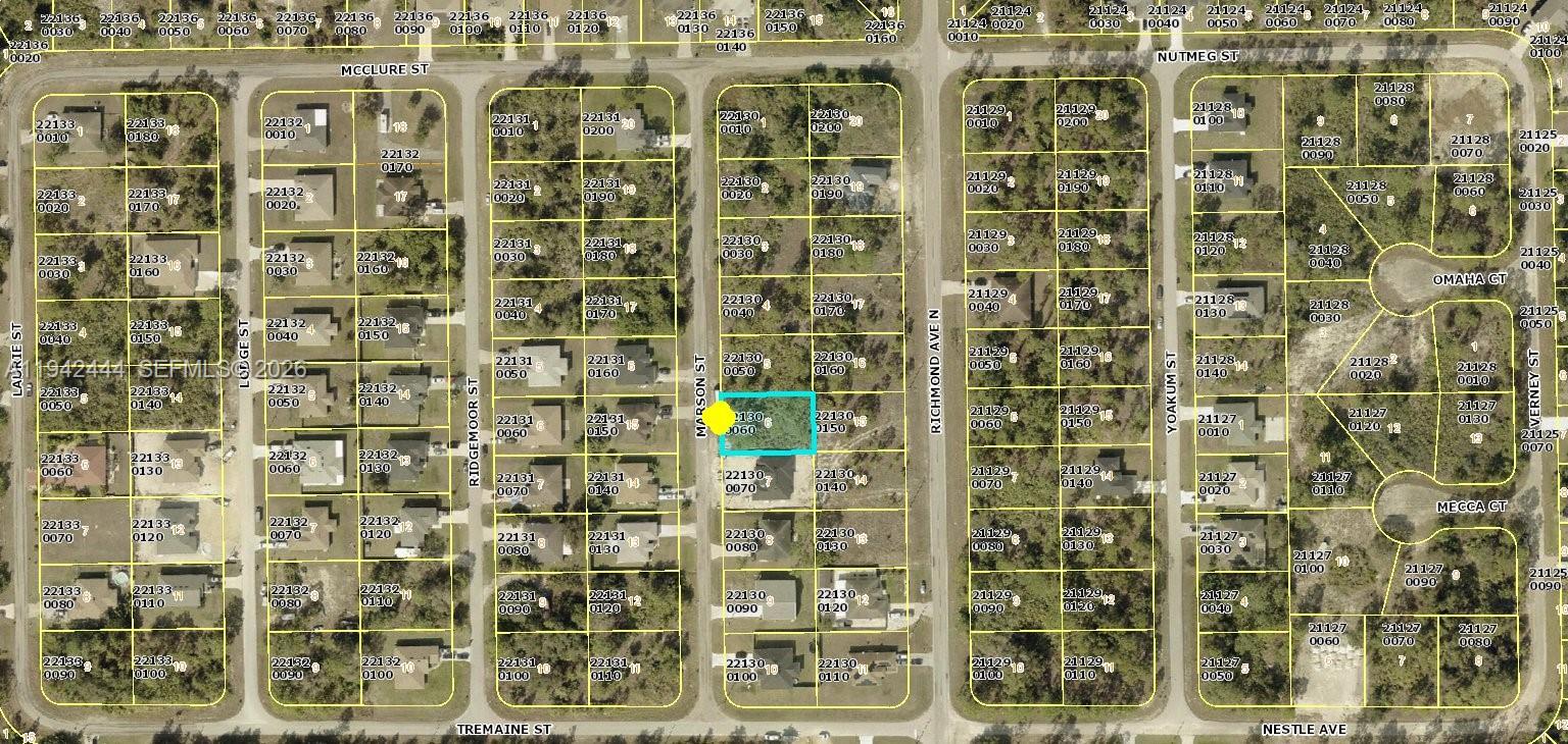 This is a map showing residential property lot lines and parcel numbers in a neighborhood — 1822 Marson, Lehigh Acres FL 33972, LEHIGH ACRES, FL